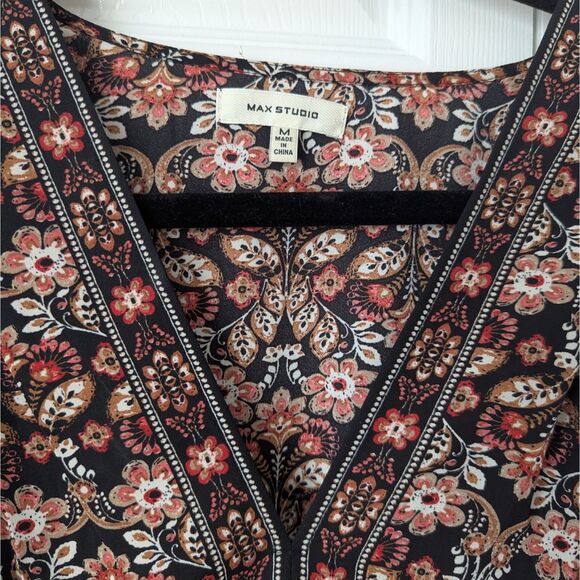 Max Studio Floral Blouse | Women’s Medium | Waist Tie - Picture 2 of 5